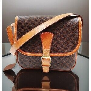 Celine Macadam Triomphe’ M95 Shoulder Bag PVC Brown Good Used Condition